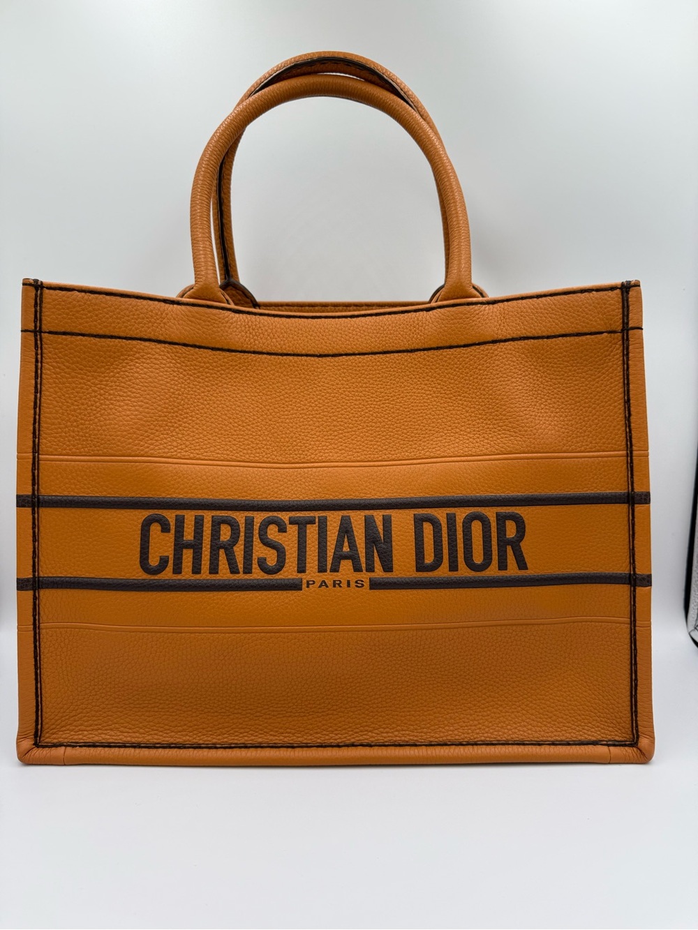 Dior Leather Book Tote with Black Logo